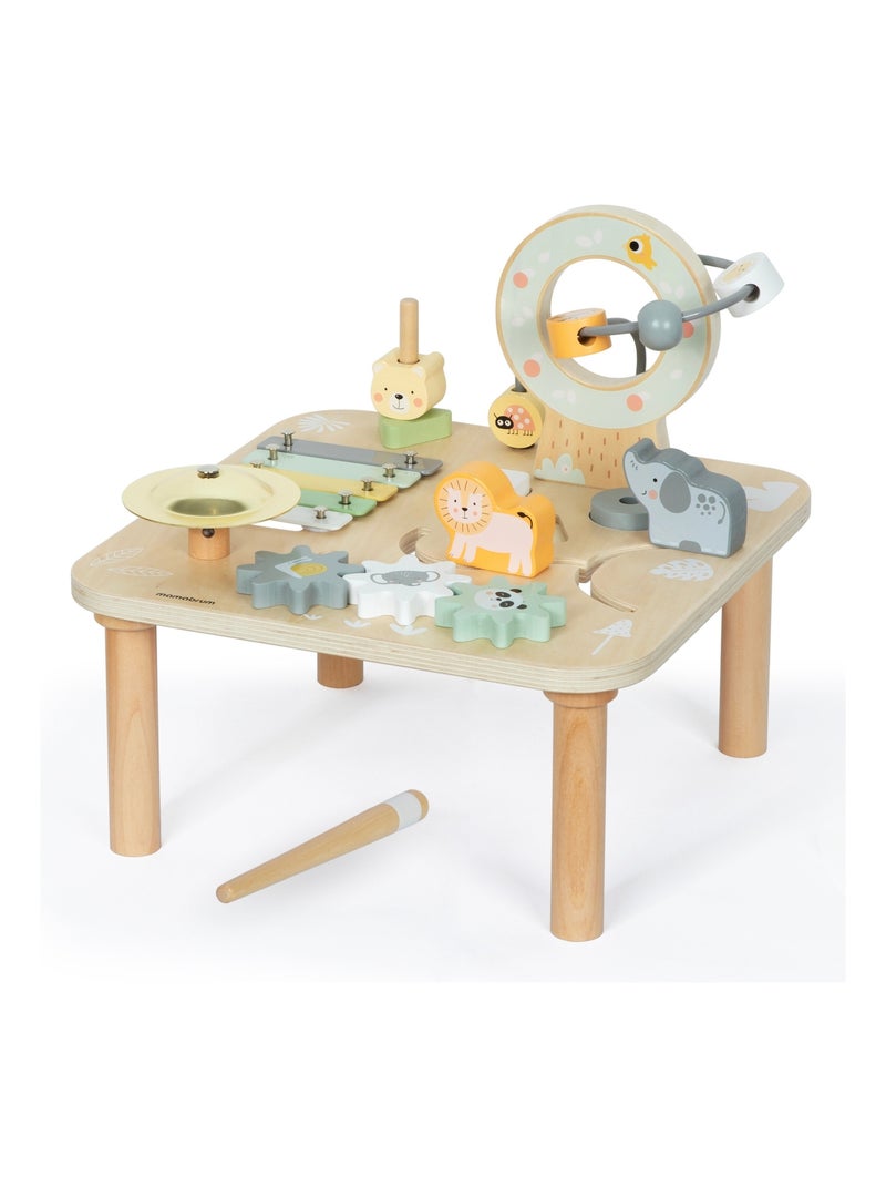 Table d'Activité Multifonction Bébé, Jouet Sensorial, musical, Boucle Motrice, engrenage, Puzzle Beige - Kiabi