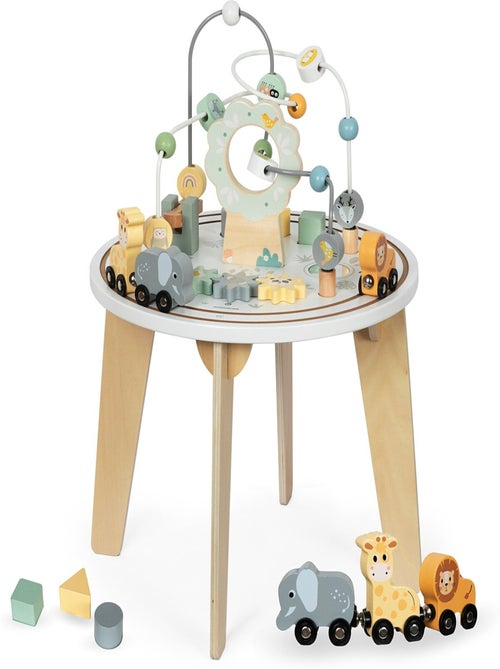 Table d'activités- Jeux d'Éveil Sensoriel Montessori en Bois- Jeux Éducatif, Boulier, Train animaux - Kiabi