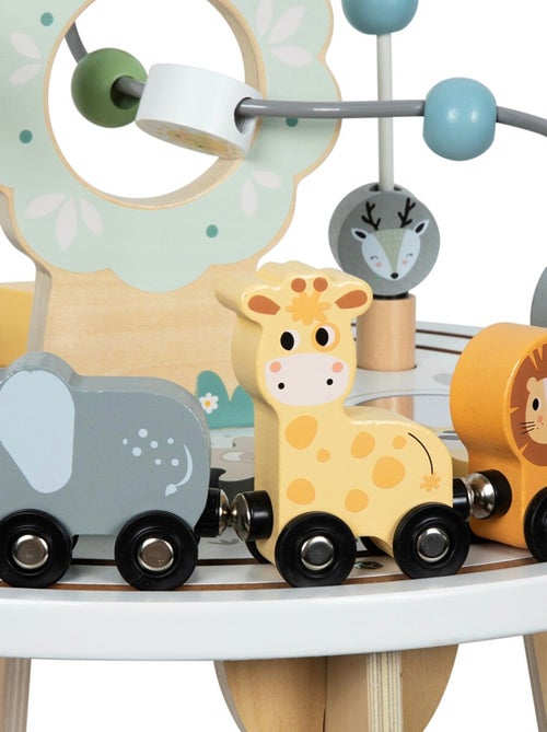 Table d'activités- Jeux d'Éveil Sensoriel Montessori en Bois- Jeux Éducatif, Boulier, Train animaux - Kiabi