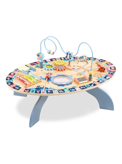 Table D'activités Bois Enfants +6 mois - Table Interactive Sensorielle: cymbales, tambour - Kiabi