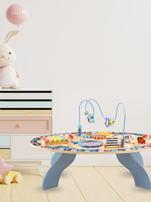 Table D'activités Bois Enfants +6 mois - Table Interactive Sensorielle: cymbales, tambour - Kiabi