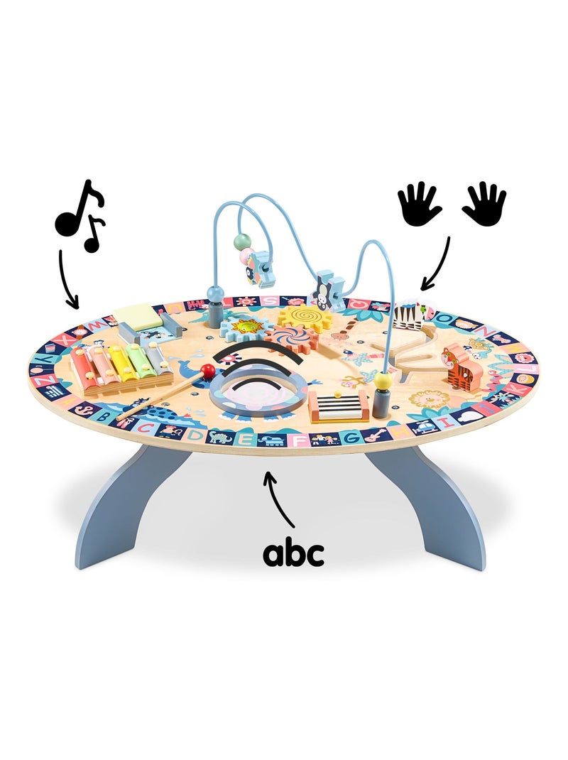 Table D'activités Bois Enfants +6 mois - Table Interactive Sensorielle: cymbales, tambour N/A - Kiabi