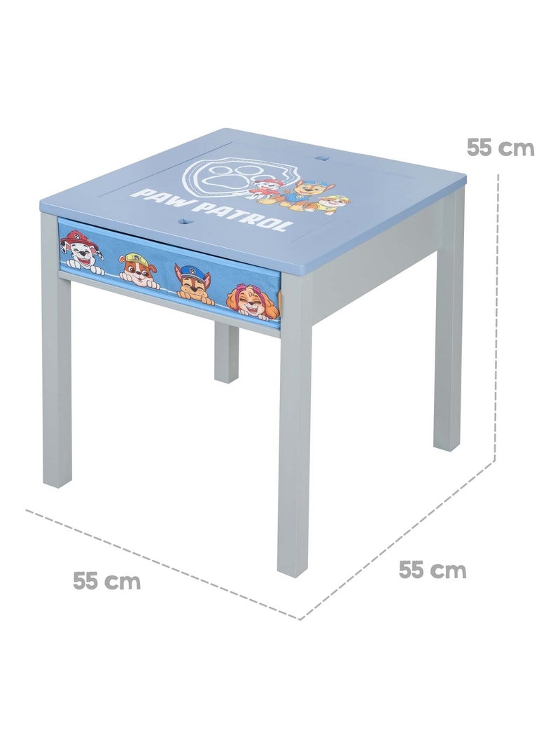 Table d'activités en bois + 1 tabouret cube avec rangement 'Roba Paw Patrol' Bleu Multicolore Gris - Kiabi