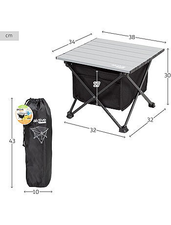 Table d'appoint de camping pliante avec sac de rangement et poche aktive
