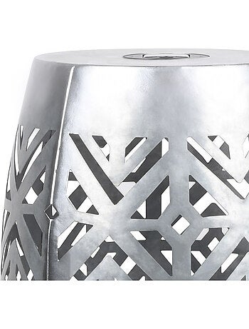 Table d'appoint de jardin en métal avec LED, 46cm, Gris