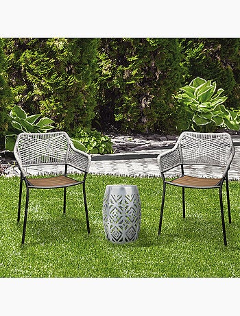 Table d'appoint de jardin en métal avec LED, 46cm, Gris
