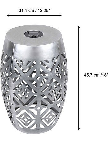 Table d'appoint de jardin en métal avec LED, 46cm, Gris