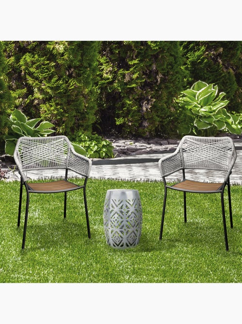Table d'appoint de jardin en métal avec LED, 46cm, Gris - Kiabi Table d'appoint de jardin en métal avec LED, 46cm, Gris - Kiabi