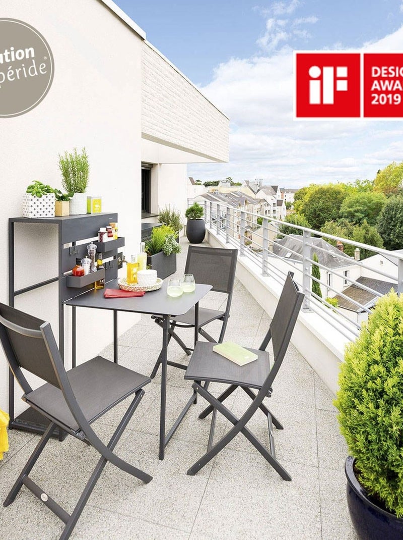 Table de balcon repliable Fira - 3 Personnes Gris - Kiabi