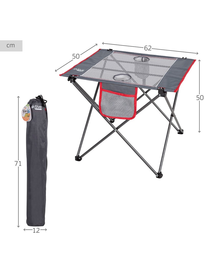 Table de camping pliante avec porte-gobelets et poche aktive Gris - Kiabi