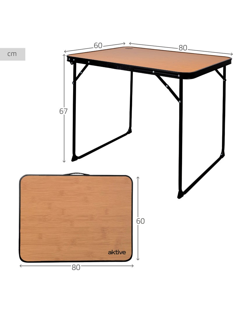 Table de camping pliante en bambou avec poignée de transport aktive Bois naturel - Kiabi