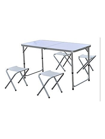 Table de camping pliante et ses 4 tabourets