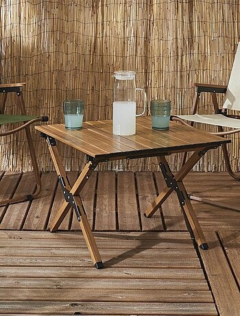 Table de camping pliante MARIPOSA effet bois