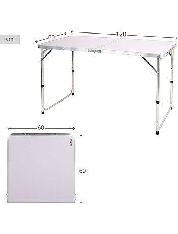 Table de camping pliante réglable en hauteur et antidérapante aktive