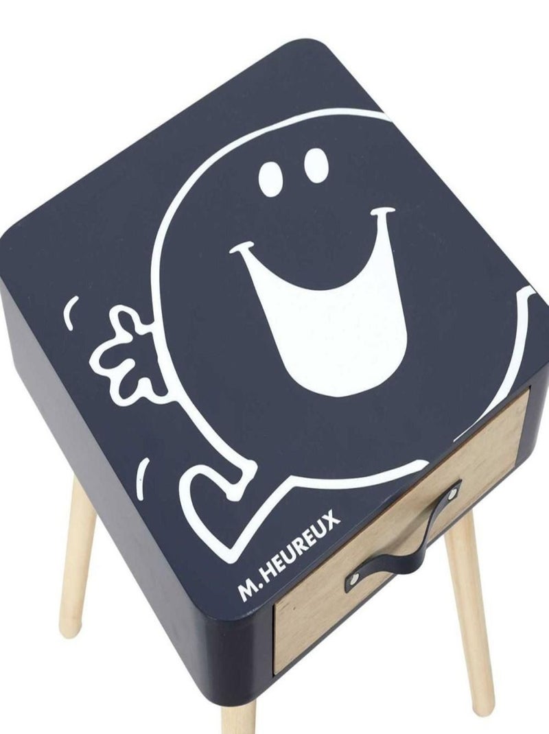 Meuble Chambre Enfant Monsieur Heureux SWEEEK Lot De 2 Tabourets Coffres Enfant. Pliables. Bleu Marine Collection Monsieur Madame Monsieur Heureux Gaspard Table Nuit Enfant 35x35