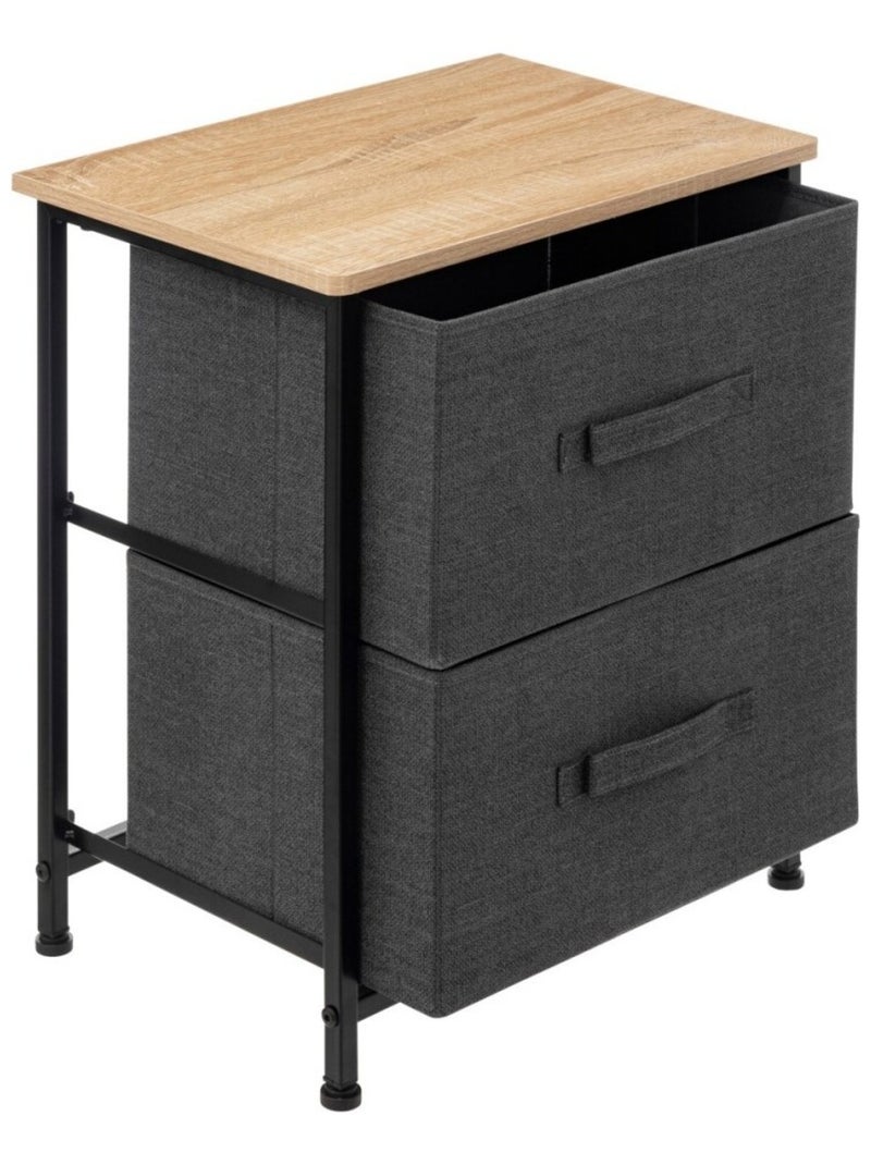 Table de chevet 2 tiroirs métal et tissu Gris - Kiabi