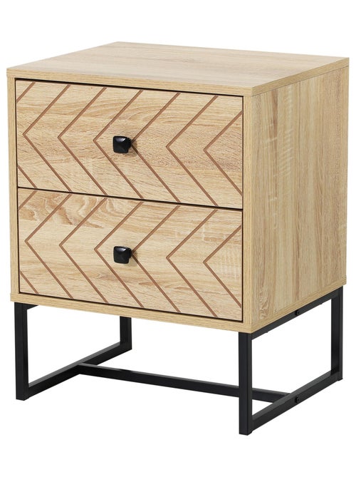 Table de chevet 2 tiroirs style graphique - Kiabi