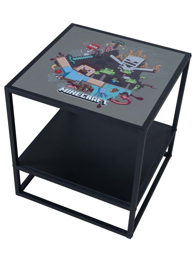 Table de chevet avec 1 étagère et plateau amovible 'Roba' - Minecraft Noir Multicolore - Kiabi