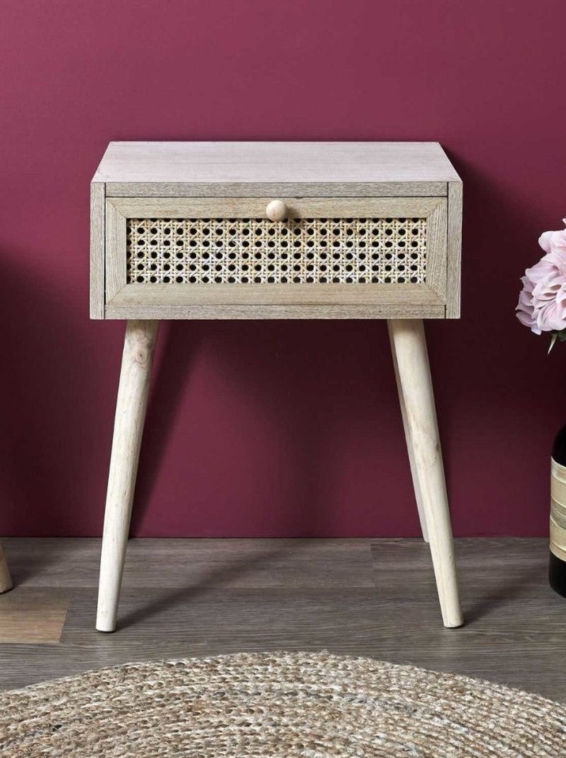 Table de chevet cannage 1 tiroir Beige - Kiabi