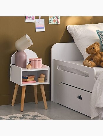 Table de chevet chambre enfant décor bois Nephos