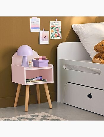 Table de chevet chambre enfant décor bois Nephos