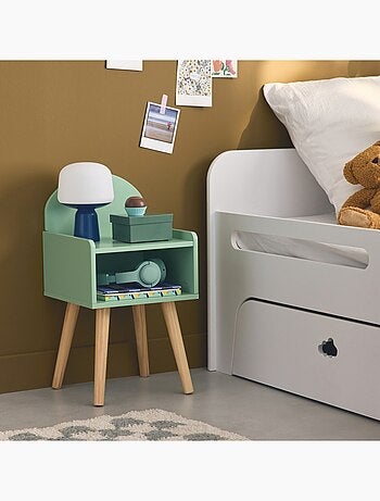Table de chevet chambre enfant décor bois Nephos
