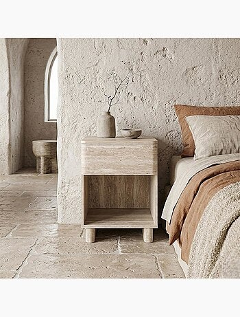 Table de chevet contemporaine 1 tiroir coloris beige