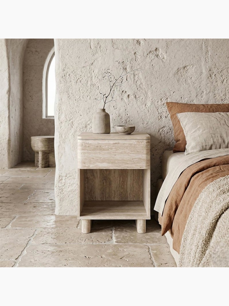 Table de chevet contemporaine 1 tiroir coloris beige Beige - Kiabi