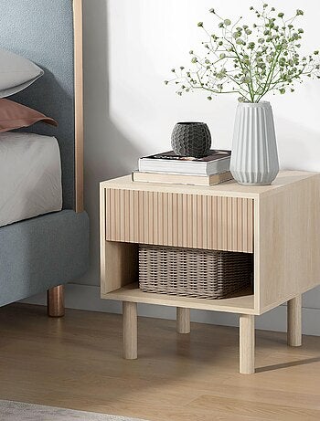 Table de chevet design Urban Craft tiroir niche aspect bois clair