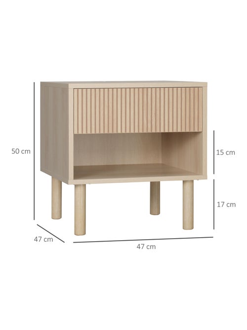 Table de chevet design Urban Craft tiroir niche aspect bois clair - Kiabi