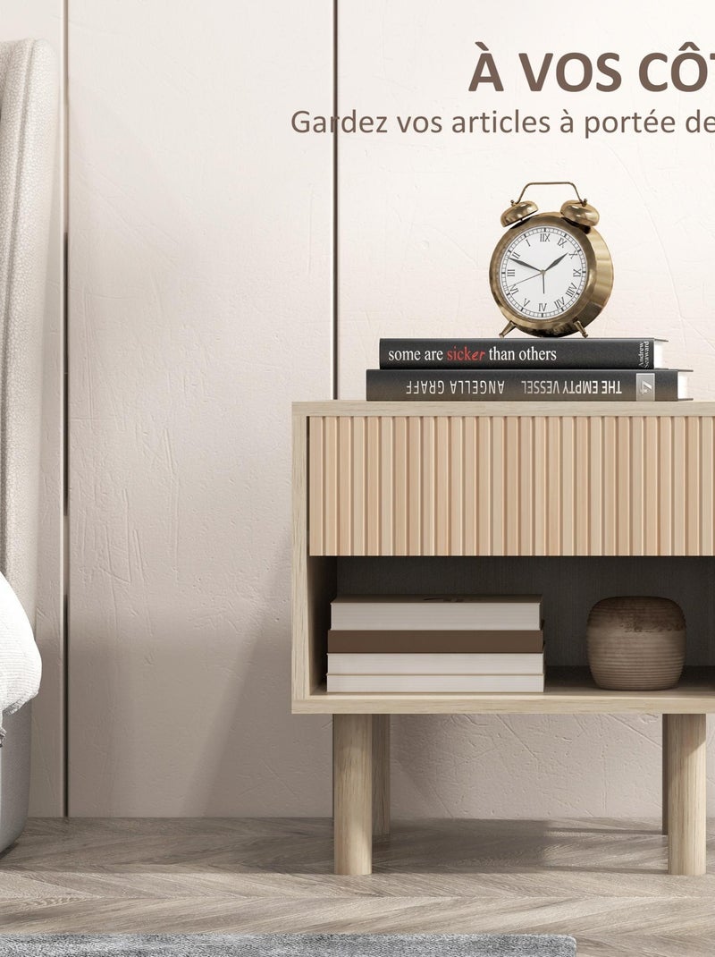 Table de chevet design Urban Craft tiroir niche aspect bois clair Beige - Kiabi
