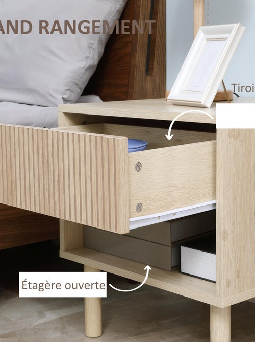 Table de chevet design Urban Craft tiroir niche aspect bois clair - Kiabi