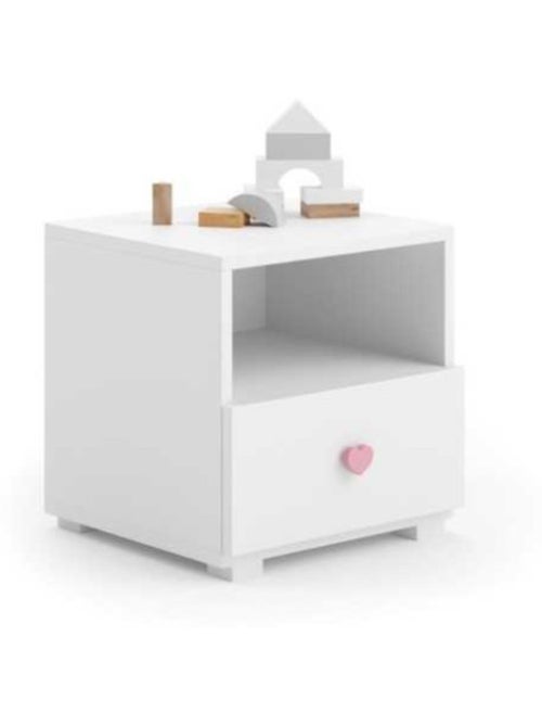 Table de chevet  emi - poignée rose en forme de coeur - Kiabi