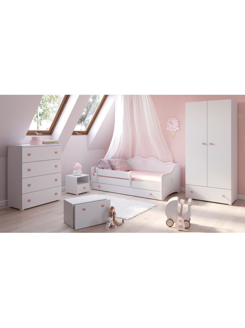 Table de chevet  emi - poignée rose en forme de coeur Blanc - Kiabi