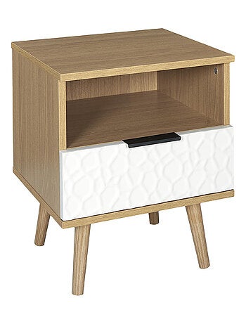 Table de chevet en bois à niche et tiroir collection SVEN