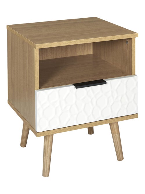 Table de chevet en bois à niche et tiroir collection SVEN - Kiabi Table de chevet en bois à niche et tiroir collection SVEN - Kiabi