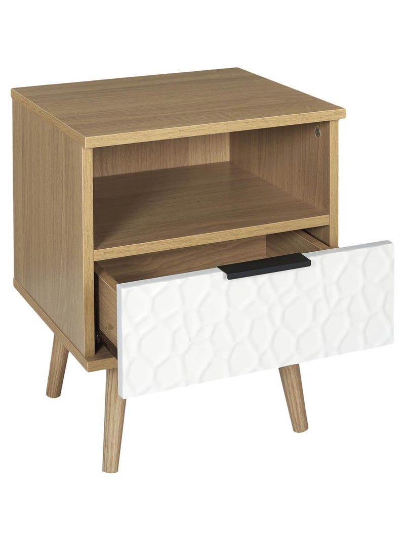 Table de chevet en bois à niche et tiroir collection SVEN Blanc - Kiabi