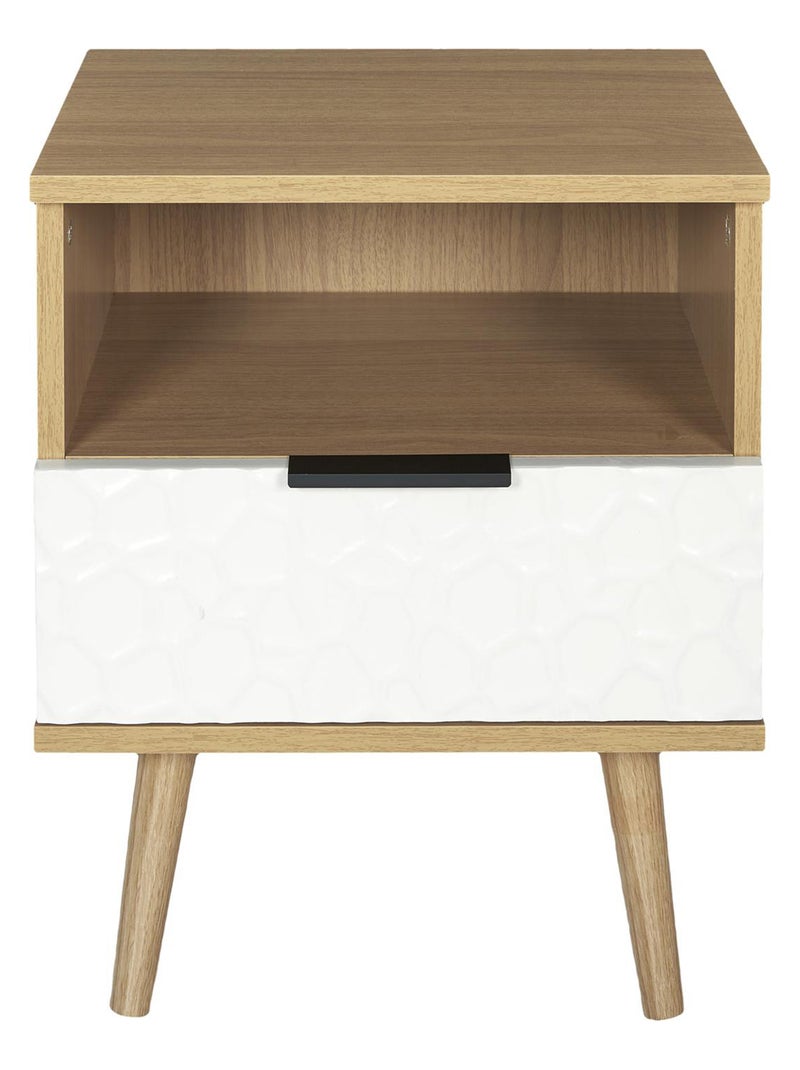 Table de chevet en bois à niche et tiroir collection SVEN Blanc - Kiabi