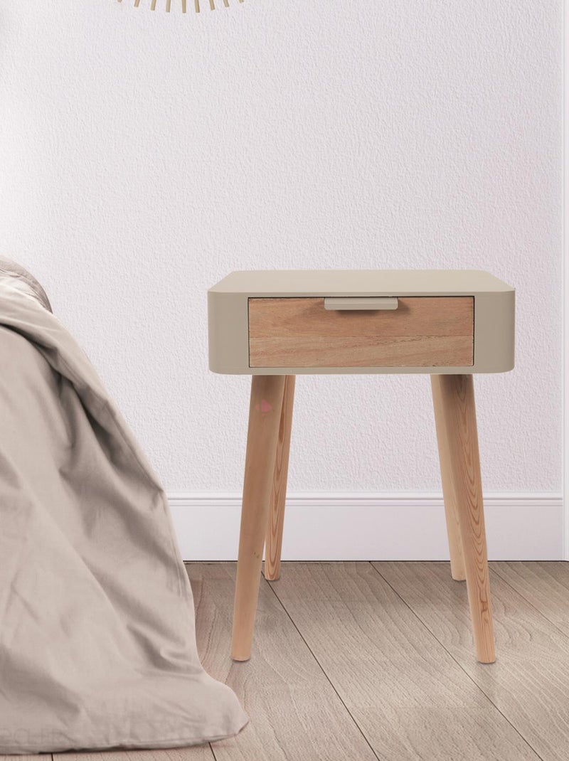 Table de chevet en bois collection SHIREL Gris taupe - Kiabi