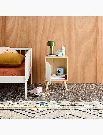 Table de chevet enfant décor bois 1 porte Azur