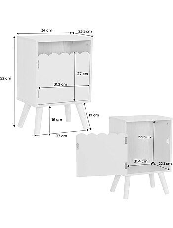 Table de chevet enfant décor bois 1 porte Azur
