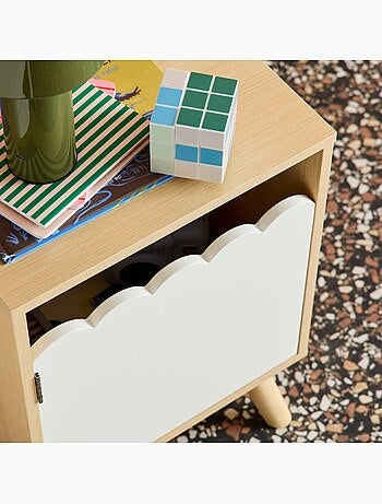 Table de chevet enfant décor bois 1 porte Azur