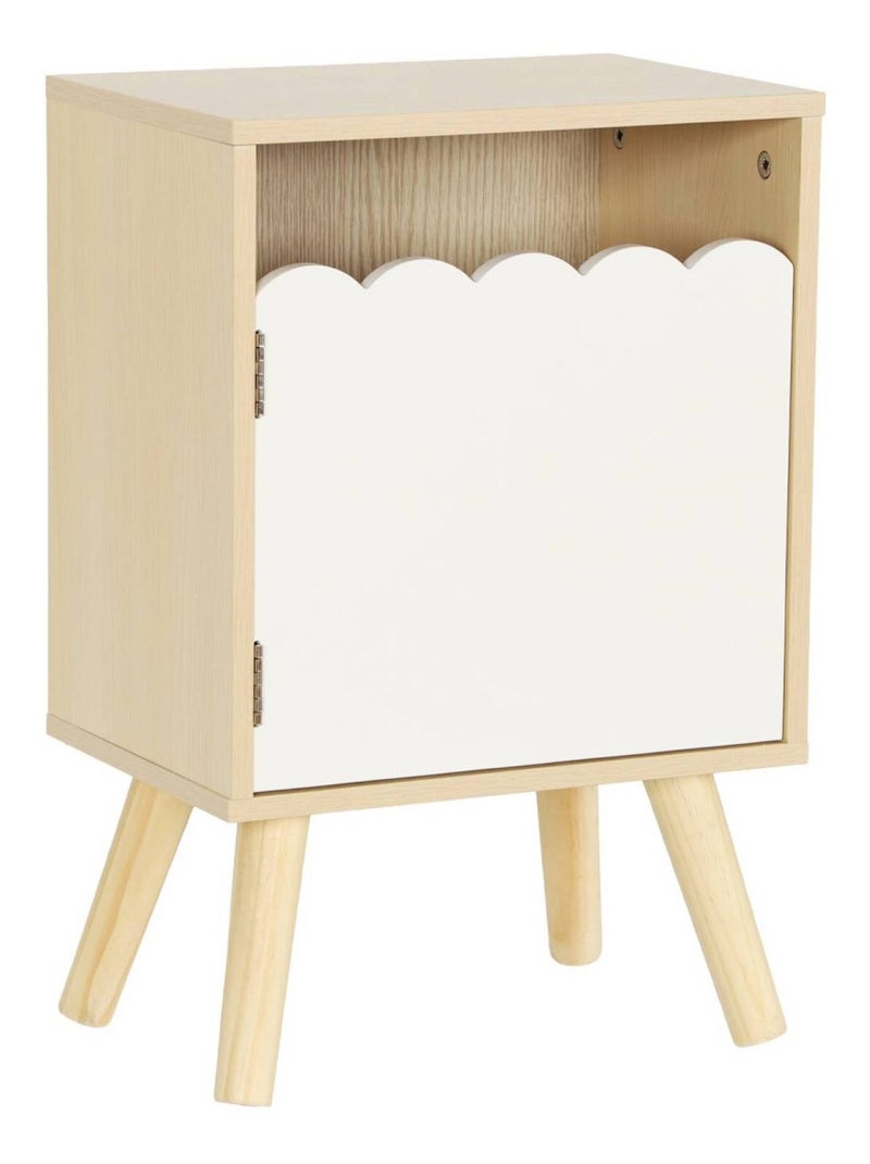 Table de chevet enfant décor bois 1 porte Azur Blanc - Kiabi