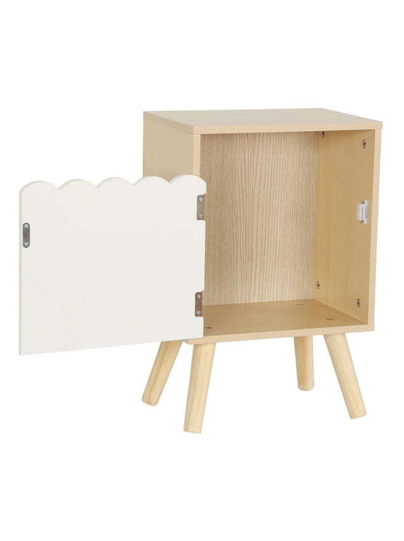 Table de chevet enfant décor bois 1 porte Azur Blanc - Kiabi