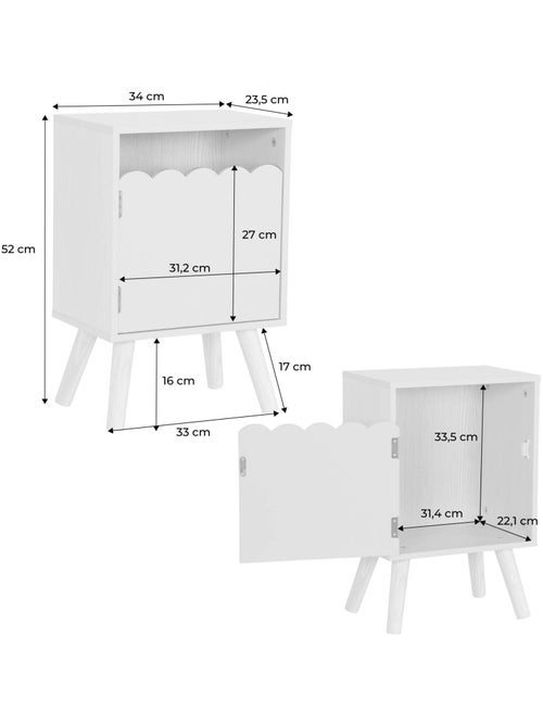 Table de chevet enfant décor bois 1 porte Azur - Kiabi