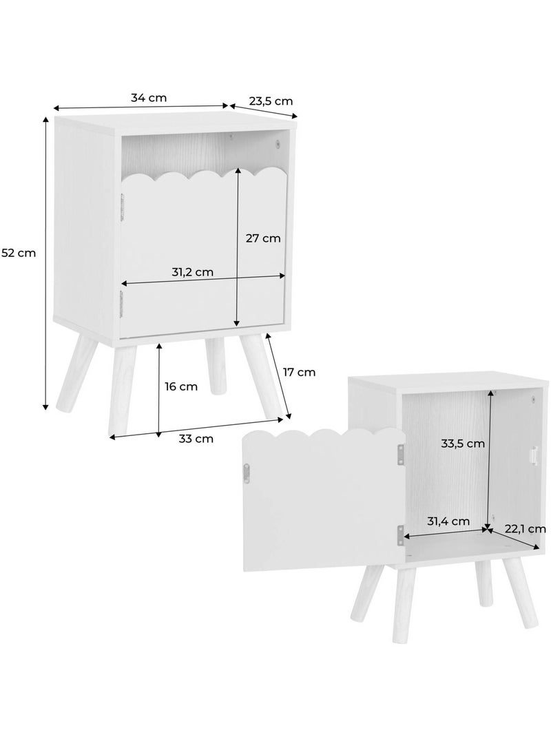 Table de chevet enfant décor bois 1 porte Azur Marron - Kiabi