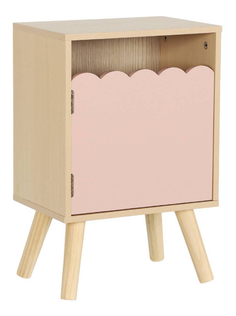 Table de chevet enfant décor bois 1 porte Azur Rose - Kiabi
