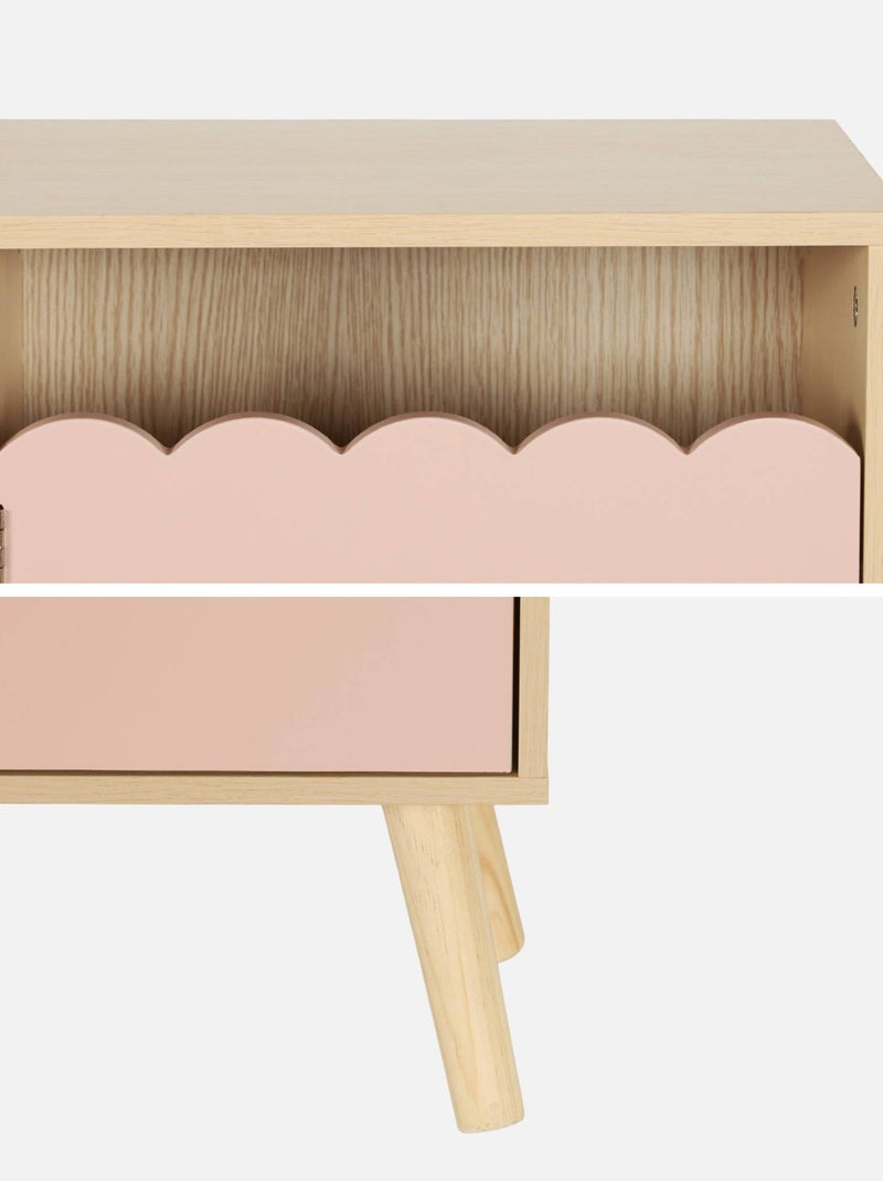 Table de chevet enfant décor bois 1 porte Azur Rose - Kiabi