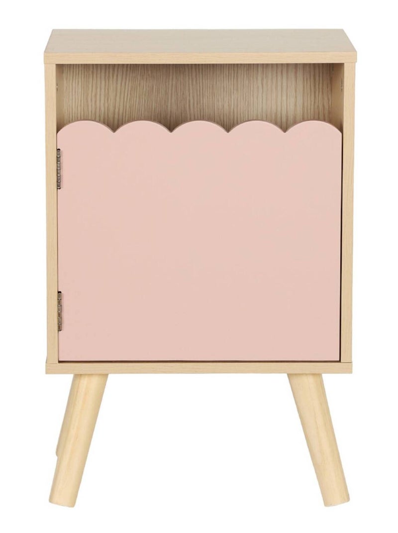 Table de chevet enfant décor bois 1 porte Azur Rose - Kiabi