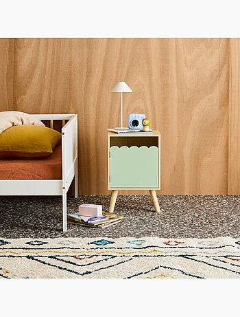 Table de chevet enfant décor bois 1 porte Azur